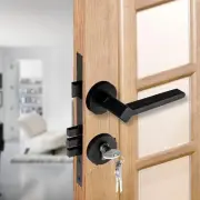 Heavy Duty Mortise Main Door Lock Set With with 3 Brass Keys Black Door Lock