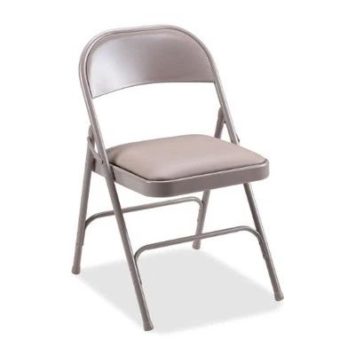 Lorell Steel Folding Chair - Steel Beige Seat - Back - Steel Beige Frame - 19.4"