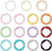 Craftdady 15pcs Alloy Spring Ring Clasps Round Spring Clips Carabiner O Ring Snap Clip Trigger Spring Keyring Buckle Metal Secure Holder 24 x 3.5 mm for DIY Craft Keychain Jewelry Making