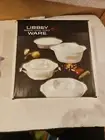 2 Vintage Libbey Casserole Dish Crazy Daisy "8 Skillet White with Flowers Box