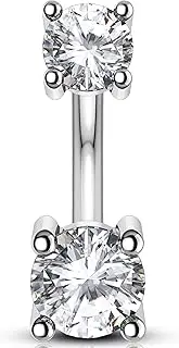 [OUFER] 16G Eyebrow Bar Stainless Steel 316L Rook Piercing Clear Round CZ Curved Barbell Cartilage Earring for Women 6/8 mm Helix Jewellery Lip Orbital