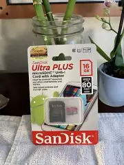 SanDisk Ultra PLUS MicroSDHC UHS-I 16GB Memory Card with Adapter up to 98MB/s