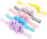 [IWOWHERO] 6Pcs Flower Headbands Soft Elastic Hair Ties for Boy Girl Flexible Cloth Accessories for Parties Photography and Birthdays
