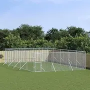 Outdoor Dog Kennel Silver 6x10x2 m Galvanised Steel Pet Shelter Large Enclosure