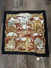 Salvatore Ferragamo Large Designer Scarf Safari 86cm 33″ Square NWT Saks Fifth