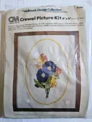 Columbia Minerva Crewel Picture Kit Embroidery 4x5 Blue Floral #7198 *READ*