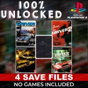 Driver 1 2 3 DRIV3R PS1 PSX PS2 Memory Card 100% Unlocked Completed Save BEATEN