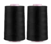 2 Spools Amann Saba Polyester Core Spun 50 Tex 60 Black Embroidery Thread 5000m