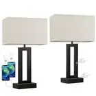 Nightstand Table Lamps for Bedrooms Set of 2 - Touch Bedside Lamp with USB