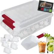 Stackable Ice Cube Tray and Bucket Set for Freezer, Includes 2 Trays with Lid an