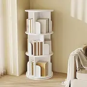 [ADVWIN] 3-Tier Rotating Bookshelf 360° Revolving Bookcase Corner Round Display Shelf for Living Room Office Kids Room Nursery, White