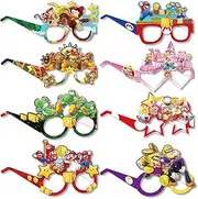 16 Pieces Mario Paper Party Glasses, Mario Paper Glasses for Birthday Party Decoration Supplies