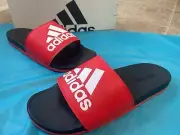 New—RED ADIDAS—Adilette Comfort Slide Sandals GY1947 White-Black Mens Size 14