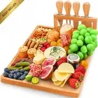 Bamboo Cheese Board & Knife Set, 14" x 11" Charcuterie Platter, Christmas, Weddi