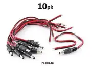 10-PACK 10" Security Camera DC Power Pigtail Male Plug, CablesOnline PL-D01-10