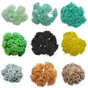 20pcs 7cm Artificial Flowers with Stems Foam Rose Fake Bride Bouquet Wedding Set