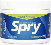 Spry Fresh Natural Xylitol Chewing Gum Dental Defense System Aspartame-Free Sugar Free Gum (Peppermint, 100 Count - Pack of 1)