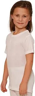 [Octave] Girls Thermal Underwear Short Sleeve Top (Viscose, Fancy Knit) (3-5 yrs [Chest: 20-22 inches], White)