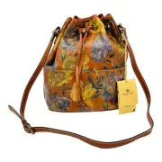 Patricia Nash Brindisi Leather Drawstring Tote Bag Enlightened Garden Print NEW