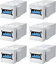 BERLAT USB 3.0 Keystone Jack Insert, USB Keystone Jack,USB to USB Adapters Female to Female Inserts Connector Interface Coupler Socket Adapter Port for Wall Plate Outlet Panel(White-6 Pack)