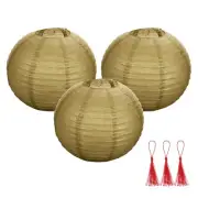 3 Pcs Gold Round Paper Lanterns 16 Inch Paper Lantern Party Decorations