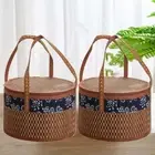 Hand Woven Foldable Bamboo Basket Handheld Vegetable Storage Basket Gift