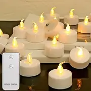 [Neween] LED Tea Light 12 Pack Fake Candles with Remote Control, Flameless Candles 100 Hours Battery Operated, Realistic Flickering Votive Candles for Christmas, Wedding, Home Decoration