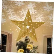 LED Snowflake Projector Star Christmas Tree Topper, 11.3'' Golden Glittered