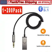 Aux to Bluetooth 5.1 Adapter 3.5mm Bluetooth Receiver Microphone for Car New Lot