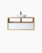 1200 Vanity Natural Bathroom White Cabinet Soft Close Wall Hung Basin Timber