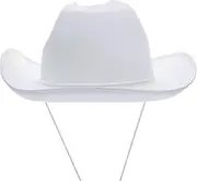 [ANDRESLAD] Vintage Western Cowboy Hat with Wide Brim for Festivals and Dress Up Features Decorative Bandana Stylish Rhinestone Accents Durable Material Ideal for Cowboy Themed White