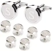 Mens Cufflinks and Studs Tuxedo Shirts Business Wedding Initials Alphabet A-Z Gi