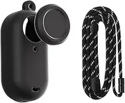 Generic Protective Case Lens Cap with Neck Strap Lanyard Compatible for Insta360 GO 3S, Silicone Cover Sleeve Lens Guard Protector for Insta 360 GO 3S Thumb Camera Accessories (Black)