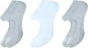 [stylFRSH] Soft & Breathable Cotton Grip Yoga Socks for All-Day Comfort, Size- 6 to 9, Pack of 3 (WS1006-1W2G-3PK-6TO9), 1 White, 2 Grey, 6-9
