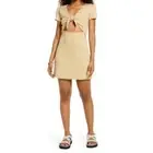 BP Nordstrom Beige Organic Cotton Ribbed Cut Out Tie Front Dress Women's S NWT