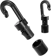 Paracord planet Bungee Cord Shock Cord Black Hook for 1/4 & 3/16 Inches Diameter Rope, Open Hooks Hard Plastic for Kayaks, Auto, Truck Cargo, Boats (10 PCS)
