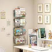 Bliesosfud Wall Mounted Metal Kids Bookshelf,Floating Nursery Book Shelves,Toddler Wall Book Shelf for Kids Rooms Classroom,Hanging Bookshelves for Baby Room Decor,Set of 4, Black
