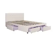 Julie PU Leather Double Bed Frame with Drawers Stylish Storage Design with Tufted Headboard White