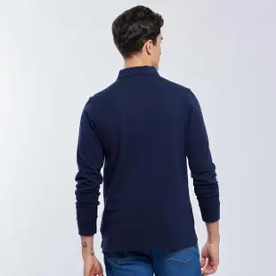 【NAUTICA】男裝 品牌文字LOGO漸變印花長袖POLO衫(藍)