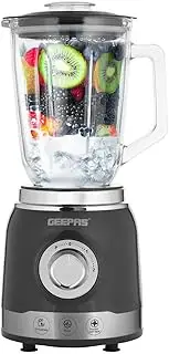 Geepas Electric Blender Smoothie Maker, 700W | Glass Jug Blender with Ice Crusher Stainless Steel Blades | 2 Speed Control with Pulse Function| 1.5L Glass Jar | Smoothie Milkshake Maker, Grey
