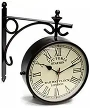 AEspares New Outdoor Garden Station Wall Clock 12'' Nautical Black Roman Number