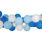 Blue White and Silver Balloon Garland Kit