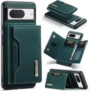 Google Pixel Fold Detachable Wallet + Back Case 【2in1 Design, Kickstand, Card Holder】 PU Leather Magnetic Case TPU Bumper Anti-Slip Phone Cover for Google Pixel Fold - Green&B