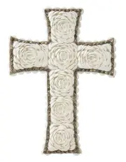 [Willow & Silk] Hand Weaved Grass Rope Flower Cross Wall Art in Multi