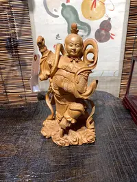 在飛比找Yahoo!奇摩拍賣優惠-回流精品 日本拍回 木雕太子爺白身精雕 三太子 哪吒神像 中