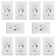 10Pack TypeC USB 6.5A Quick Charging Outlet Receptacle w/ Plate Home Replacement