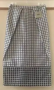 ASOS WOMENS CHECKERED MIDI SKIRT BLACK/WHITE SZ US 6 UK 10 EU 38 NEW