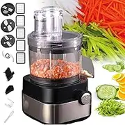600W Commercial Heavy-Duty Food Processor Chopper - XL Capacity for Dicing, Slicing, Shredding w/ 5 Interchangeable Blades (Mincing & Grinding, Dishwasher Safe)