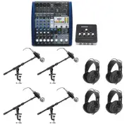 Presonus AR8 Podcast Studio Bundle w/Mics+Cables+Samson Headphones+Boom Stands