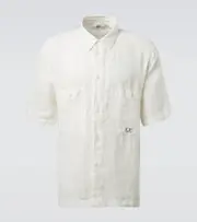 [C.P. Company] C.P. Company Logo linen bowling shirt UK 16 white